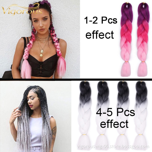 Dropshipping Jumbo Ombre Braiding Hair For Box Crochet Braids Hair 100 % x pression Synthetic Braiding Hair Extensions 24 inch
